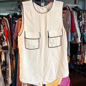 H&M Cream Tank Top with Black Accents